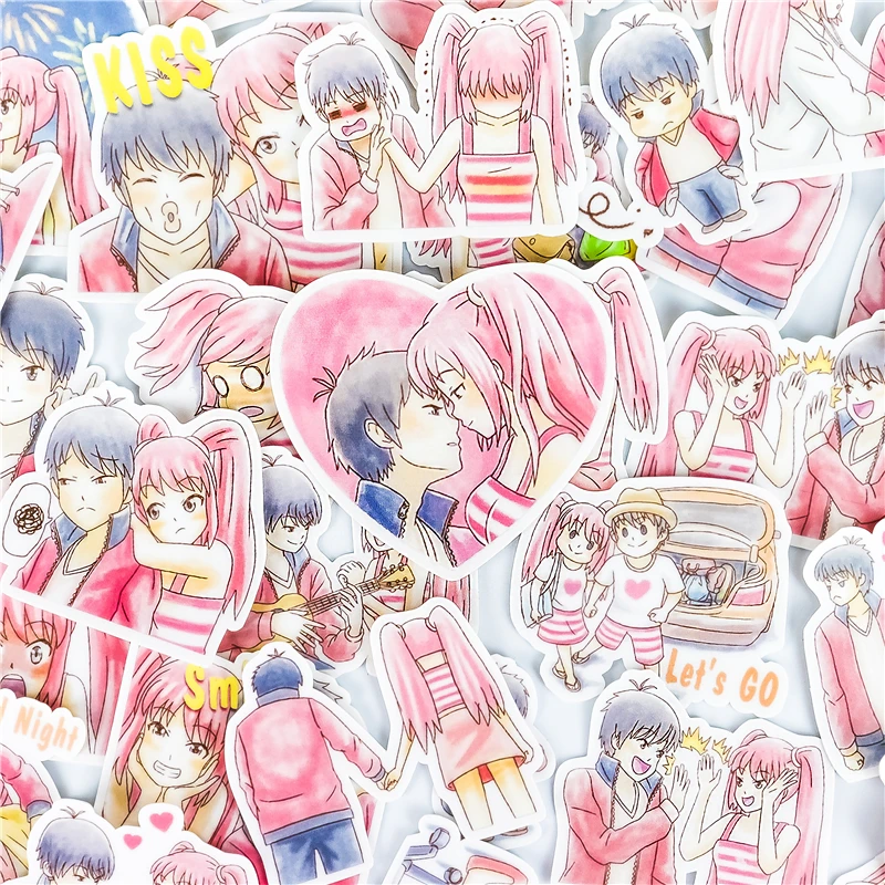 

42pcs Kawaii couple pink love Cute Stickers Planner Decoration Scrapbooking Diy Diary Album Stick Label cute Sticker