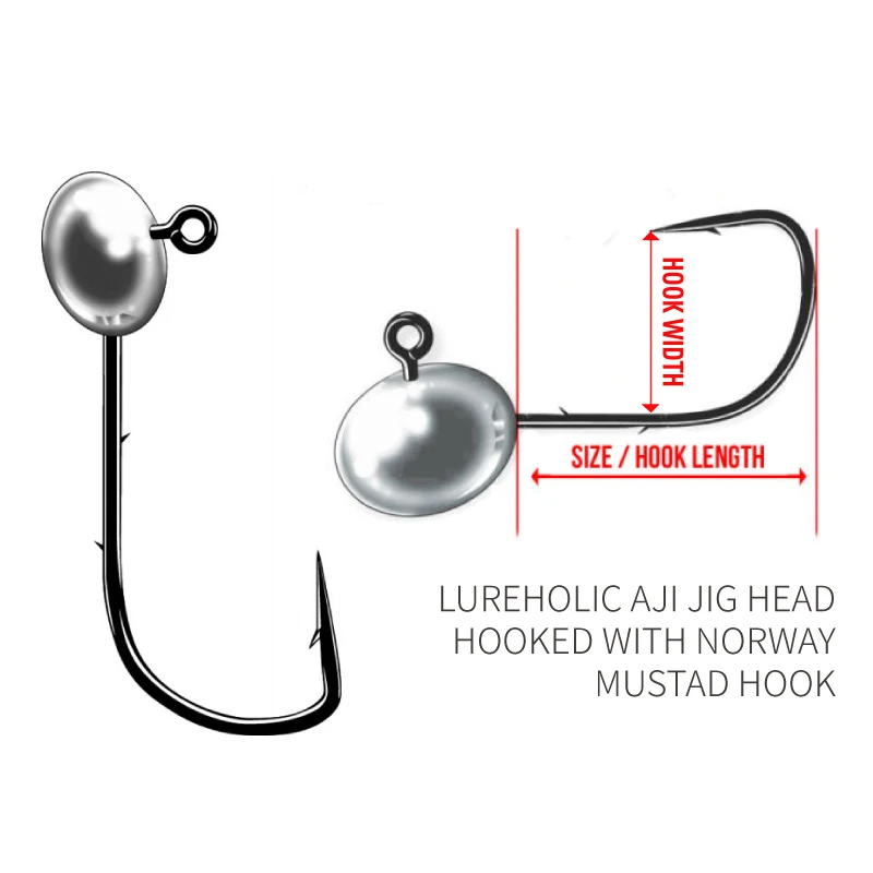 Фото Lureholic 5 шт. Aji головка крюка с крючок Mustad 1.5g 2.5g 3.5g 5g рок бронзовых морских рыболовных крючков утонченность приманки рыболовные jig Head двойной ос... №5