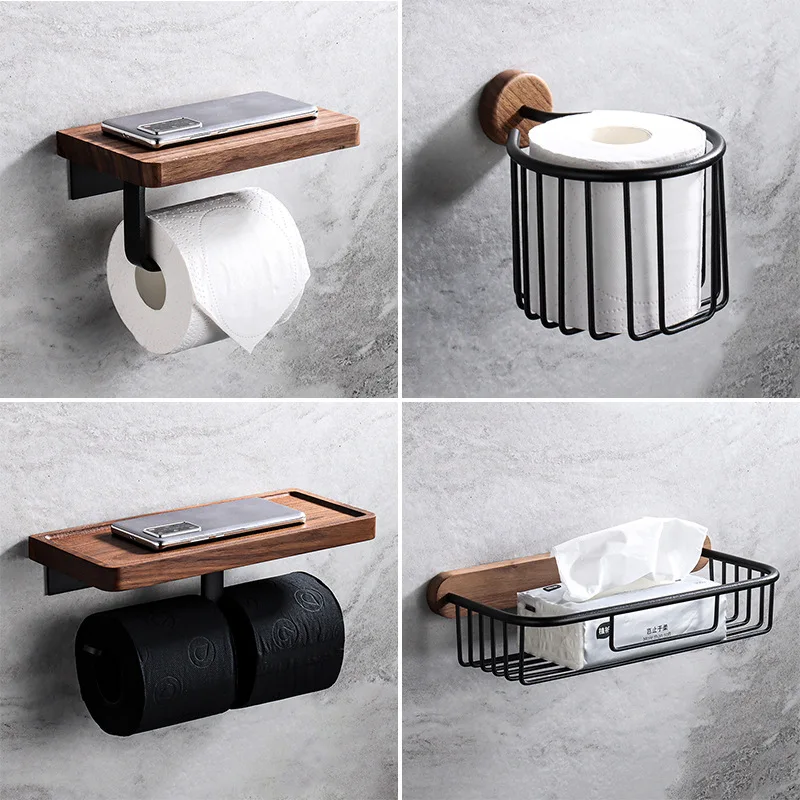 

Креативный держатель для туалетной бумаги AE02YJM-0068 из цельной древесины без перфорации для ванной комнаты, ящик, стойка для рулонной бумаги о...