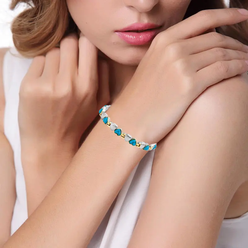 Женский Классический магнитный браслет Escalus серебряный на запястье с камнем в