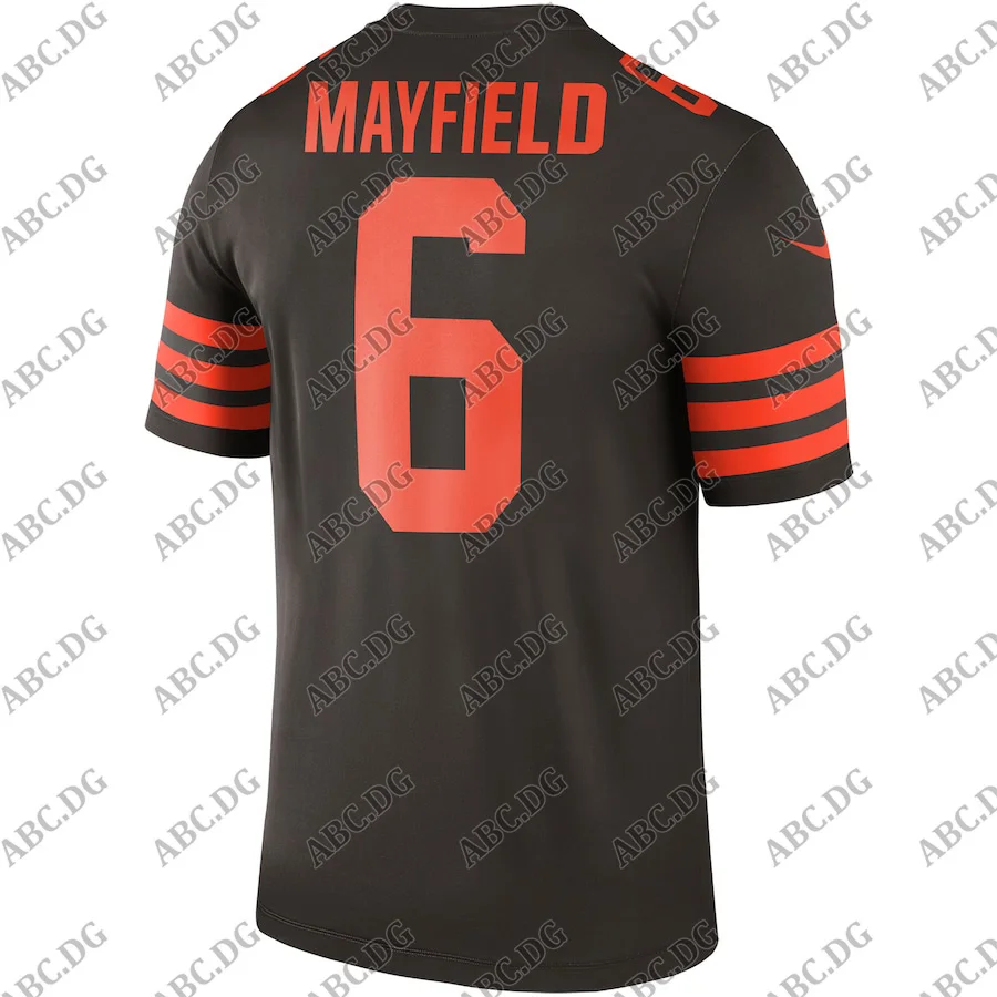 

Customized Stitch Men Women Kid Youth Cleveland Baker Mayfield Brown Player Legend Jersey 4XL 5XL 6XL