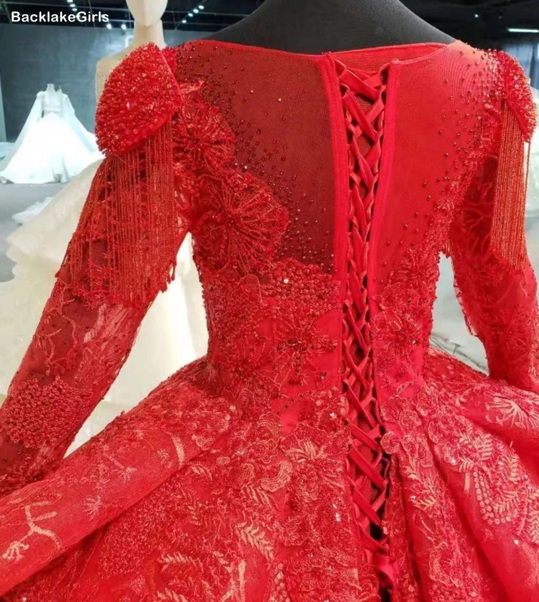 Красное Бальное Платье Свадебное платье 2020 бисероплетение кисточка длинный