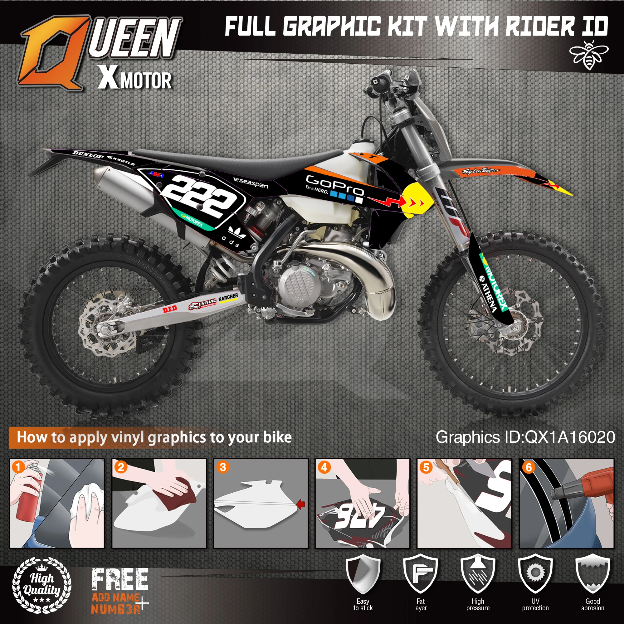 QUEEN X MOTOR Custom Team графические наклейки Набор наклеек для KTM 2016 2017 2018 SX SXF 2019 EXC XC-W 020 |