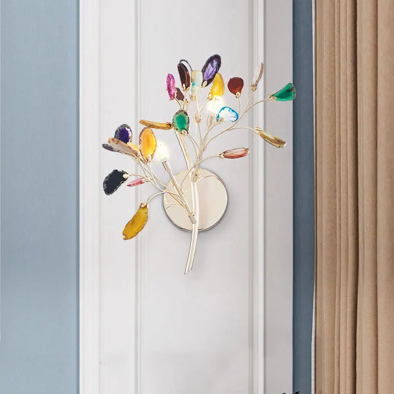 

Modern Luxury Agate Wall Lamp Lighting Color Agate Wall Lamp Living Room Bedroom Bedside Lamp Indoor Lighting Decoration Fixture