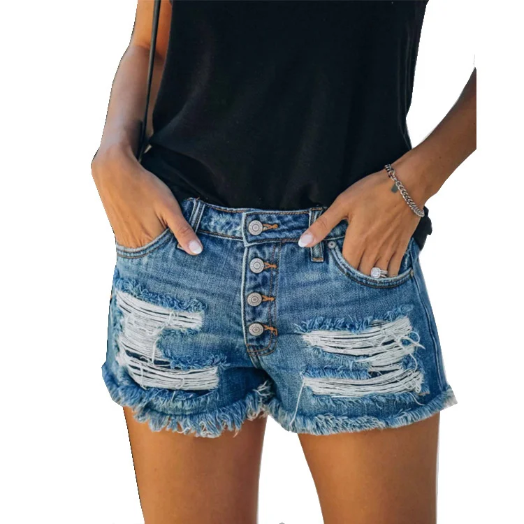 

Women's Printed Jeans Perforated Printed Women's Jeans Shorts Summer Pants Hole Jeans Women Trousers Summer Summer Pants