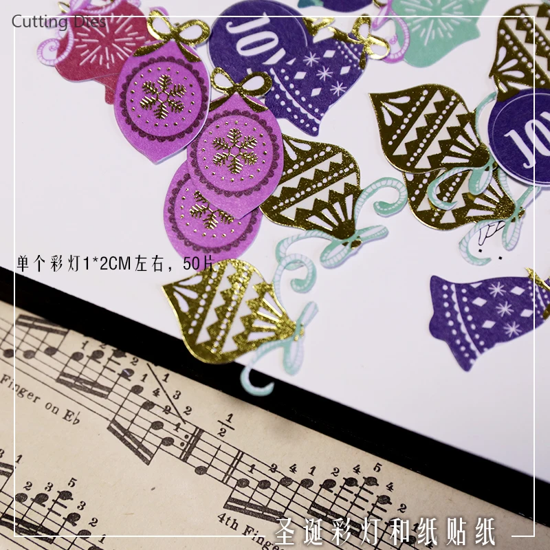 50 шт./лот Рождественская бумажная наклейка из фольги для скрапбукинга счастливый