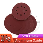Листы для шлифования, крючок-петля на 8 отверстий, 5 дюймов, 125 мм, диск из оксида алюминия шлифование наждачной бумагой, зернистость от 60 до 2000, 20 шт.