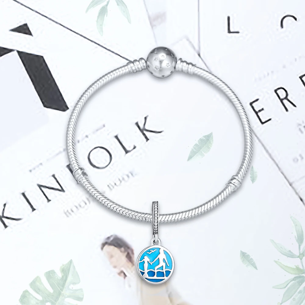 CKK 925 Sterling Silver Human &amp Mermaid Best friend Dangle Charm Fits Pandora Bracelet Charms Necklace for Jewelry Making Gift |