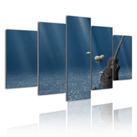 blue deep ocean guitar 5 panels hd canvas painting posters wall art print pictures living room bedroom interior home decor frame