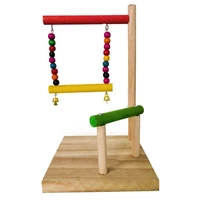 parrot swing hanging bell wooden toy bird perch bracket bar beads pet cage decoration colorful toys