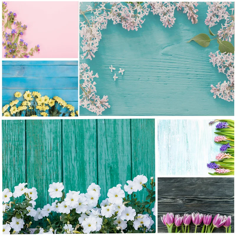 

Vinyl Custom Photography Backdrops Props Flower Wood Planks Photo Studio Background 2183 KLZ-11