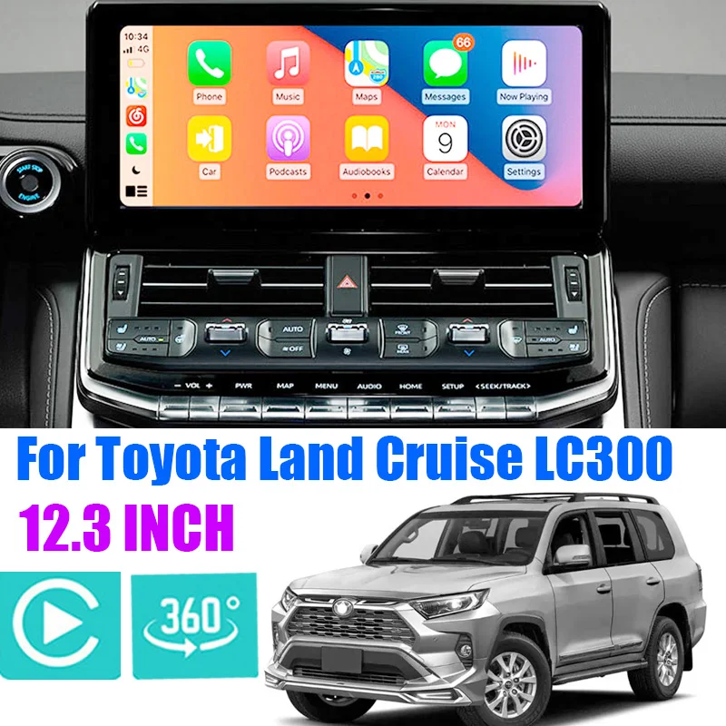Car Audio Navigation Stereo Carplay Birdview Around System 12.3 INCH For Toyota Land Cruise LC300 300 2021 2022