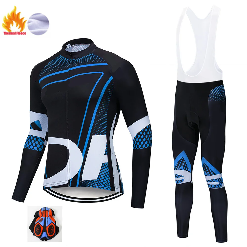 Winter suit Велосипедная одежда для мужчин зима Синий pro велосипедная майка комплект велосипедных брюк мужские Ropa Ciclismo термальная флисовая велосипедная одежда для мужчин - Цвет: Winter suit