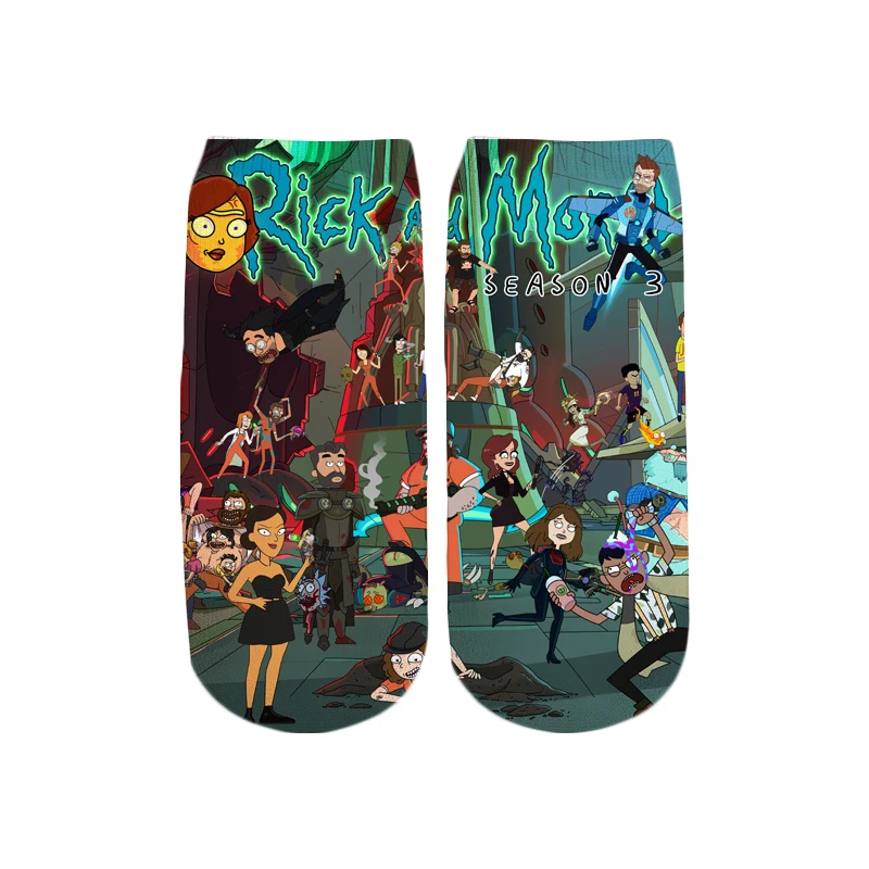 PLstar Cosmos/Новинка года; милые короткие носки с 3D принтом с героями мультфильмов Rick and Morty для мужчин и женщин; корейские носки в стиле Харадзюку; WZ888 - Цвет: color as the picture