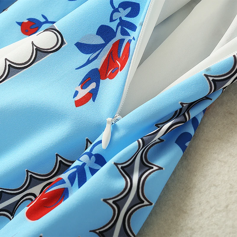

VERDEJULIAY Runway Fashion Shirt Dress Long Sleeve Spring Autumn Contrast Color Flower Print Sashes Elegant Party Dresses