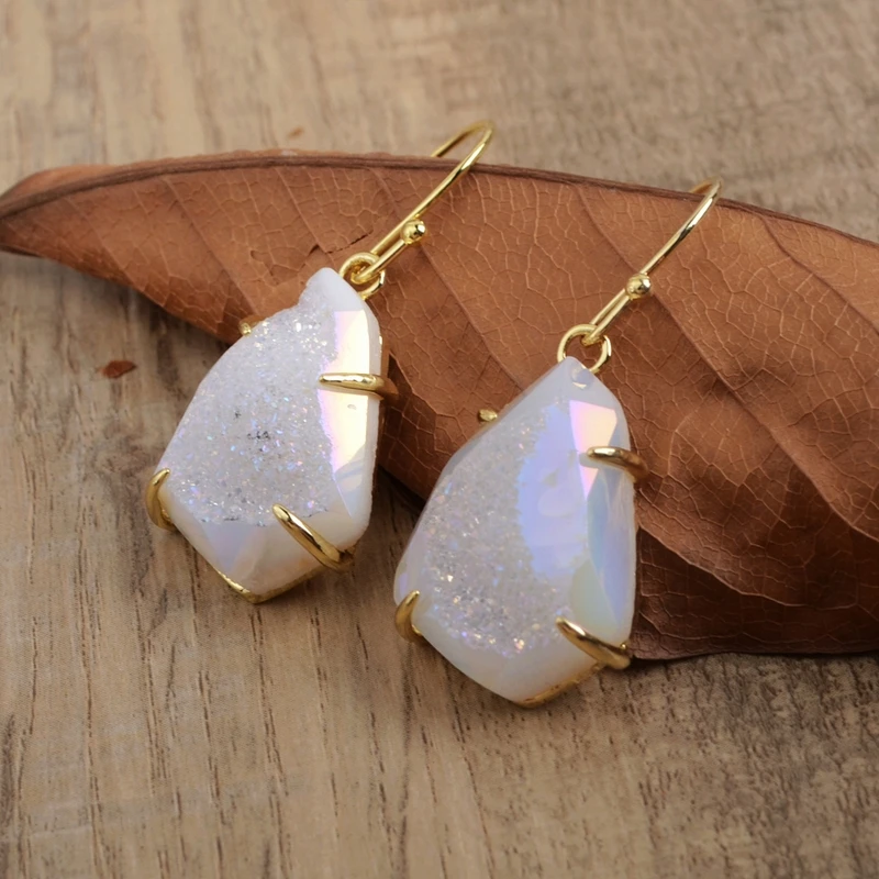 Серьги-подвески с натуральным агатом висячие ювелирные украшения ограненными