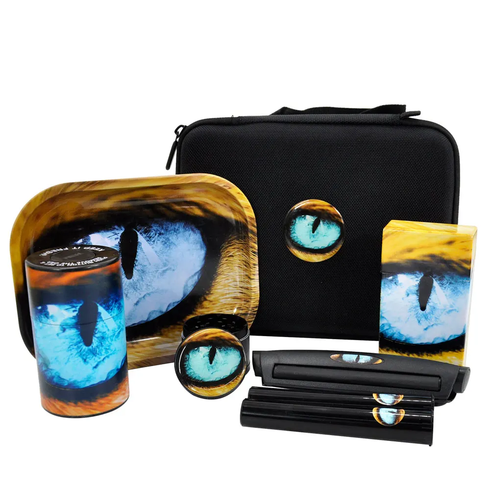 

Tobacco Kit Metal Rolling Tray Plastic Airtight Herb Container Zinc Alloy Smoking Grinder King Size Rolling Machine