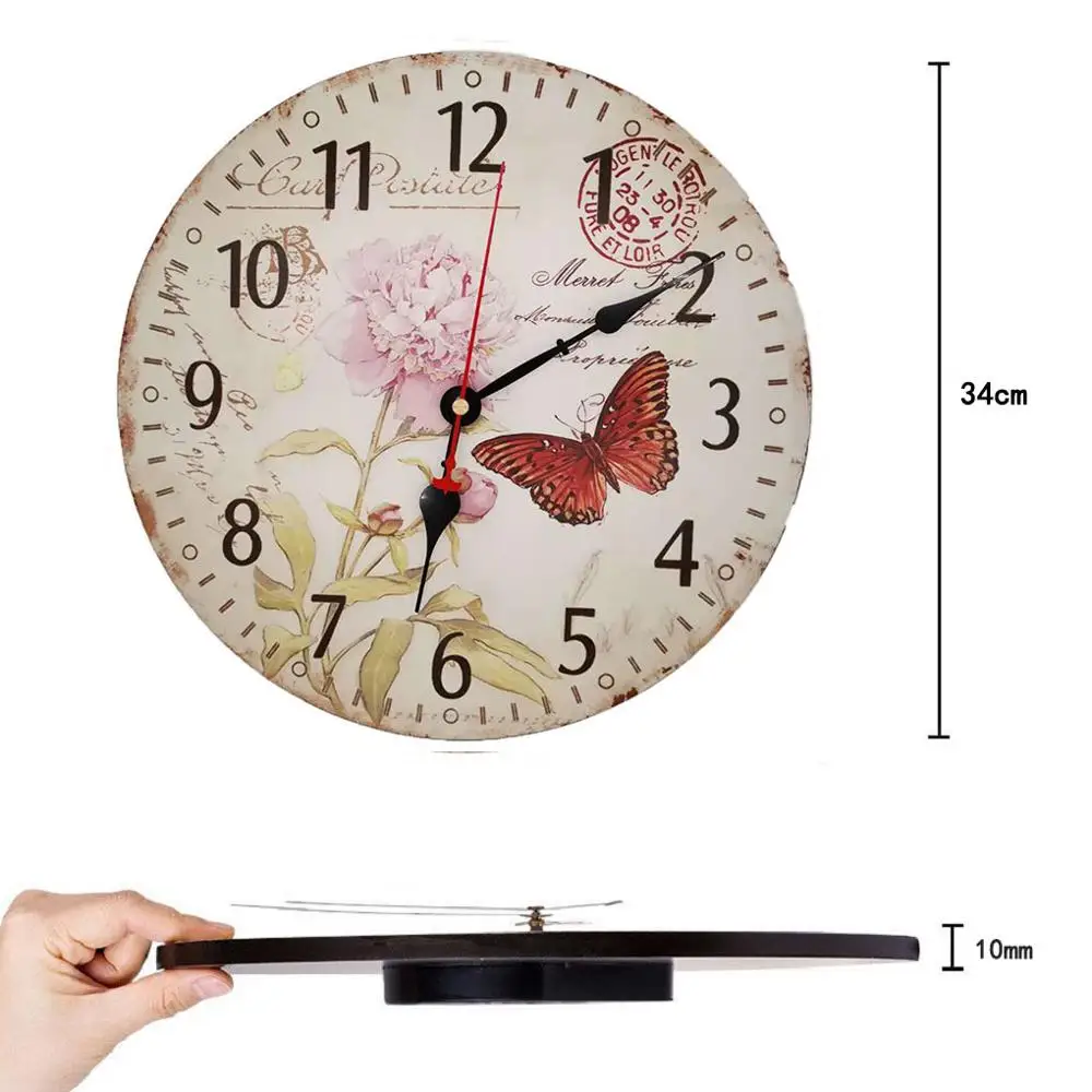 Деревянные настенные часы в стиле ретро кварцевые бесшумные большие винтажные