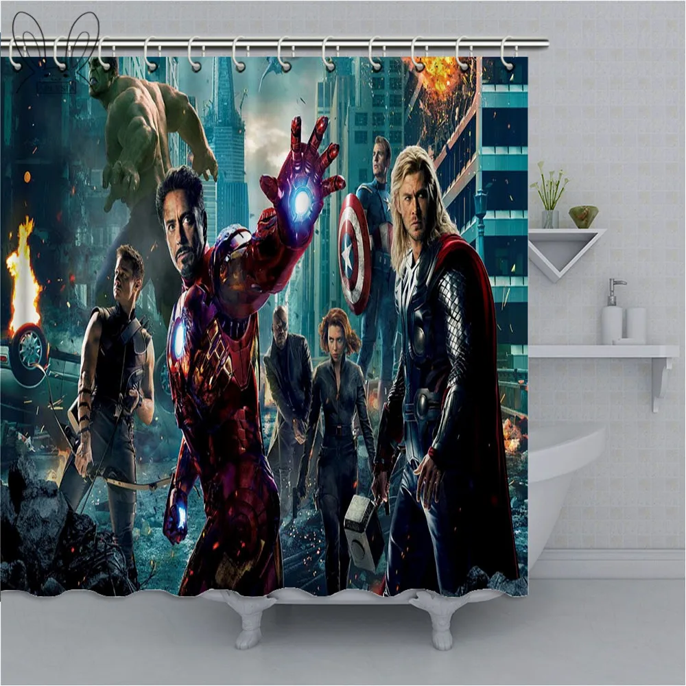 

Fashionable Superhero Shower Curtain 3D Anime Waterproof Bathroom Curtain Polyester Fabric Bath Curtain Home Decor Shower Set