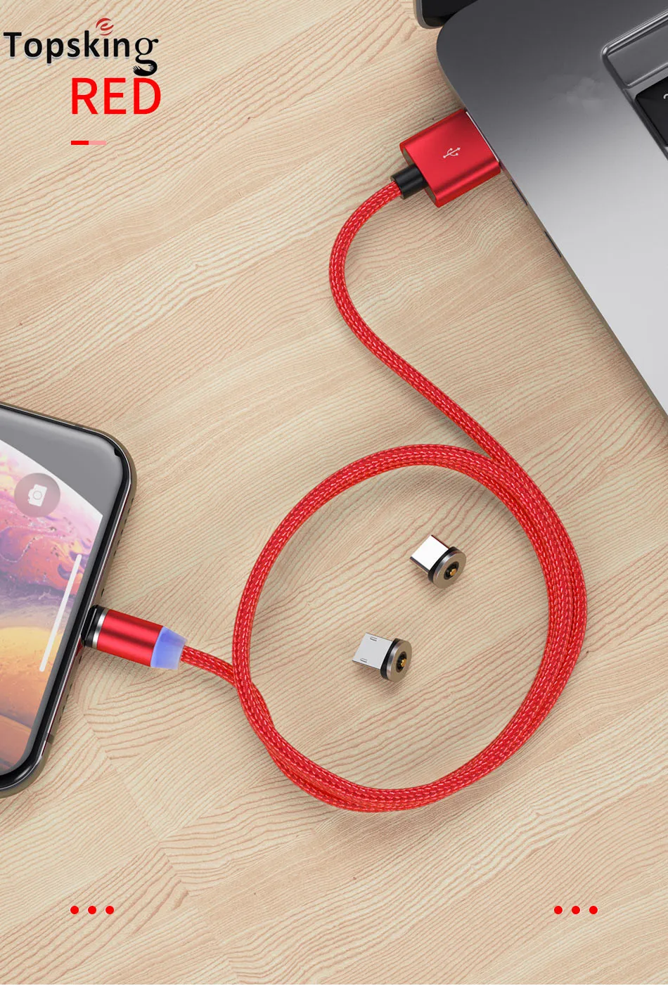 Кабель для зарядки магнитный Robotsky Micro-USB USB Type-A/Type-C 2.4A 1м/ 2м | Электроника