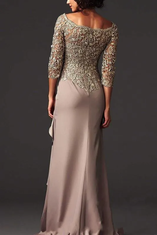 

vestido novia 2018 Modest Evening gown Elegant Lace Formal Arabic Party Gowns with Long Sleeves Mother of the Bride Dresses