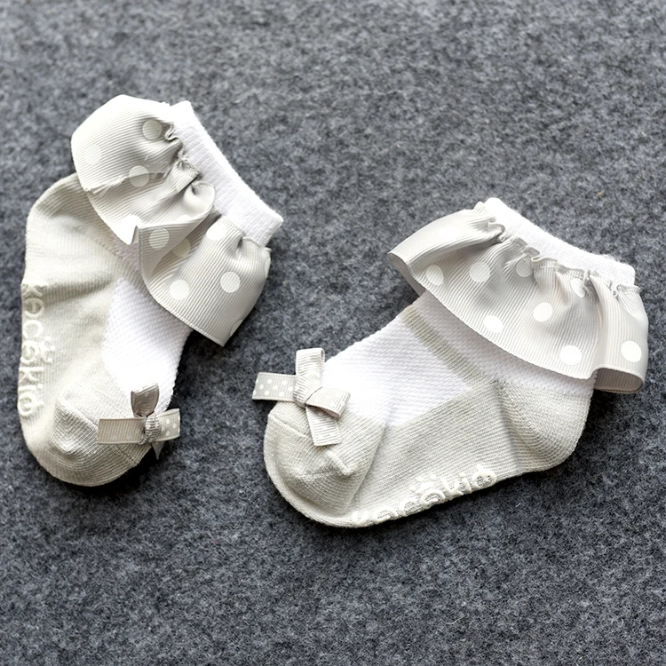 0-4T Детские носочки из кружевного мешка для девочек-младенцев Принцессы из хлопка с антискользящим покрытием на щиколотке Детское платье День рождения