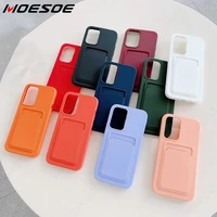 plain liquid silicone card holder case for samsung s21 ultra note 20 ultra a52 a72 a32 4g a12 a21s shockproof card slot cover
