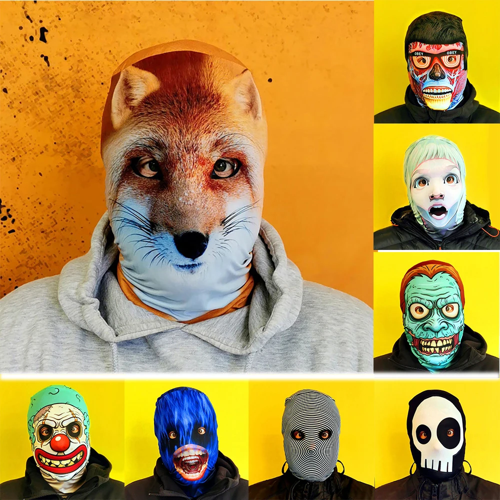 

Забавные ужасные маски на Хэллоуин для мужчин, женщин, мужчин, косплей, дом с привидениями, реквизит для макияжа, головной убор, хлопковая тр...