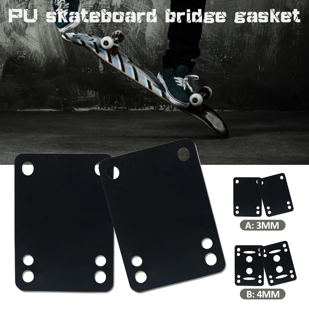 

Black Rubber Gaskets Soft Skateboard Riser Impact Pad Long Plate Cushion Gasket Slide Shock Pad PU Skateboard Bridge Gasket