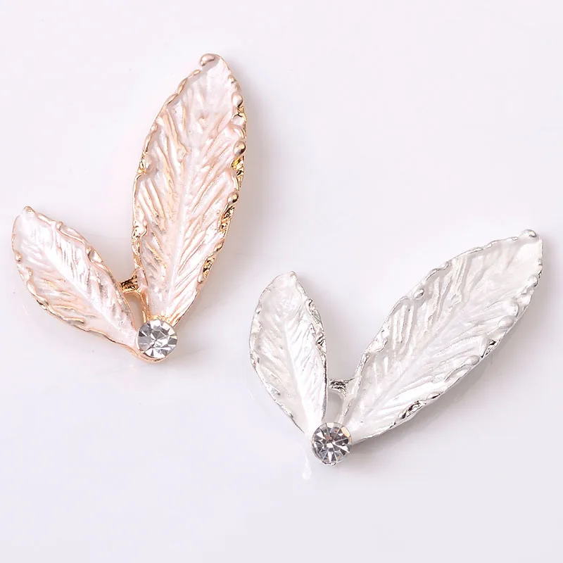 

10 PCS 30*25mm Metal Alloy Enamel Leaf Accessories KC Gold/ Color Silver Plated Leaves DIY Handmade Material For Jewelry Making