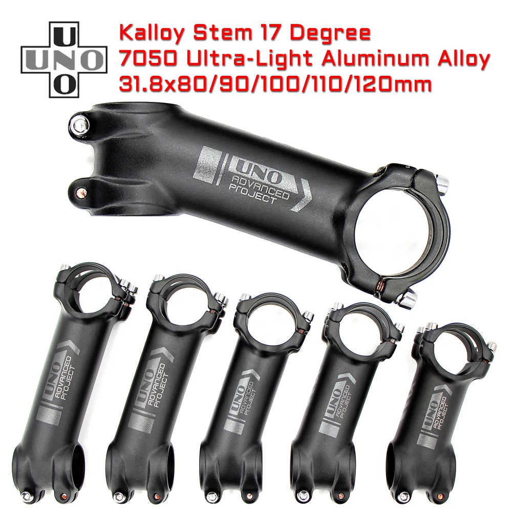 

UNO Ultralight Bike Stem 17 Degree Alu Alloy7050 31.8mm Mountain Bicycle Stem Handlebar Stem 80/90/100/110/120mm Kalloy Stems