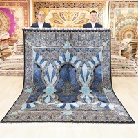 6x9 handmade blue turkish knot carpet unique design silk modern art carpet ywx127a