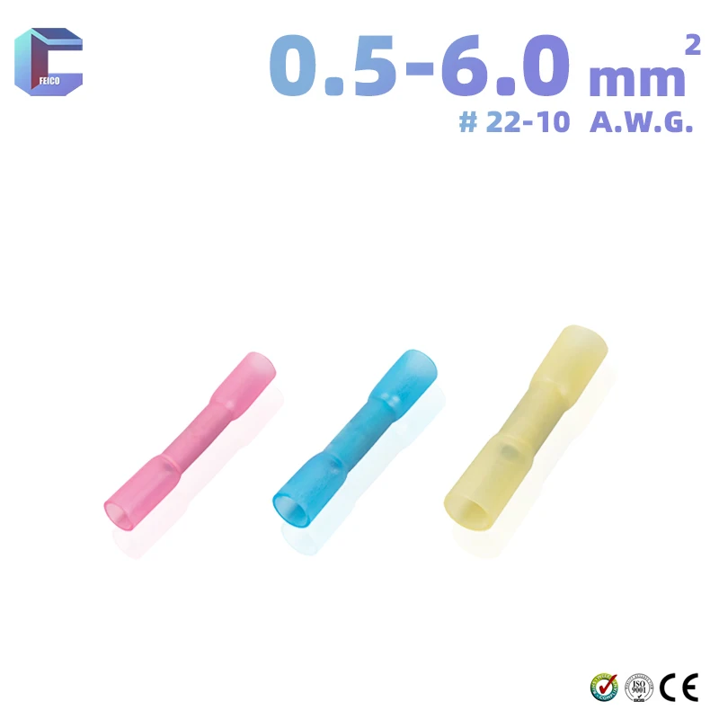 

100Pcs BHT1.25 BHT2 BHT5.5 Waterproof Insulated Heat Shrink Butt Splice Connector Wire Joint Terminal Made By Seamless Copper