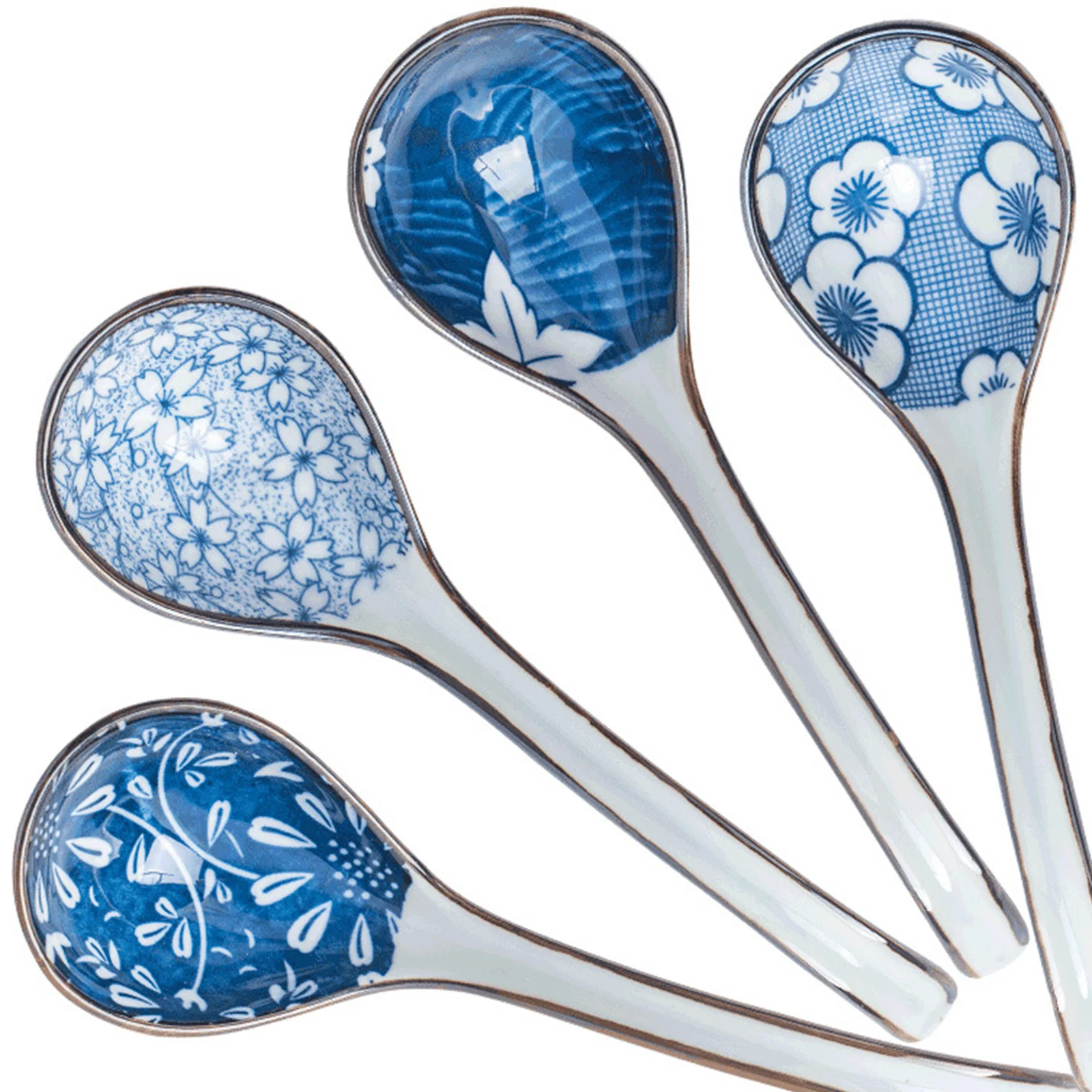 1 шт. японский Стиль Керамика Handpainting с голубыми цветами супная ложка крючок