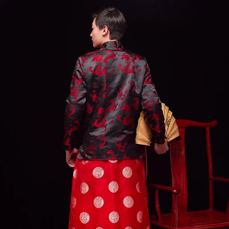 Традиционная китайская одежда для мужчин пиджак костюм Тан чонсам мужской халат