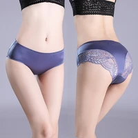 best selling ice silk seamless briefs womens middle waist large size sexy lace womens underwear cotton crotch