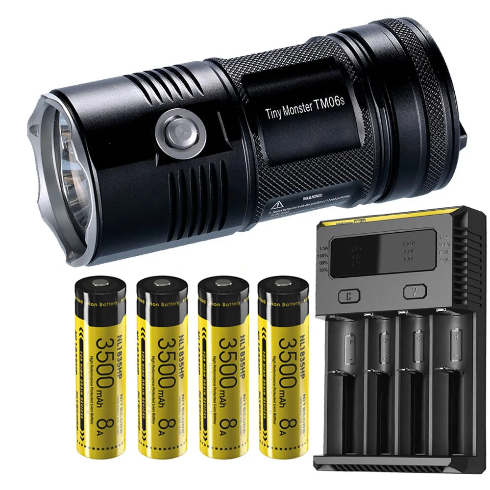 TM06S 3500mAh 8A I4 NITECORE TM06S портативный фонарик 4 × CREE XM-L2 U3 светодиоды Макс 4000 складной фонарик луч бросок 359 м уличный фонарик для поиска спасательных - Испускаемый цвет: TM06S 3500mAh 8A I4