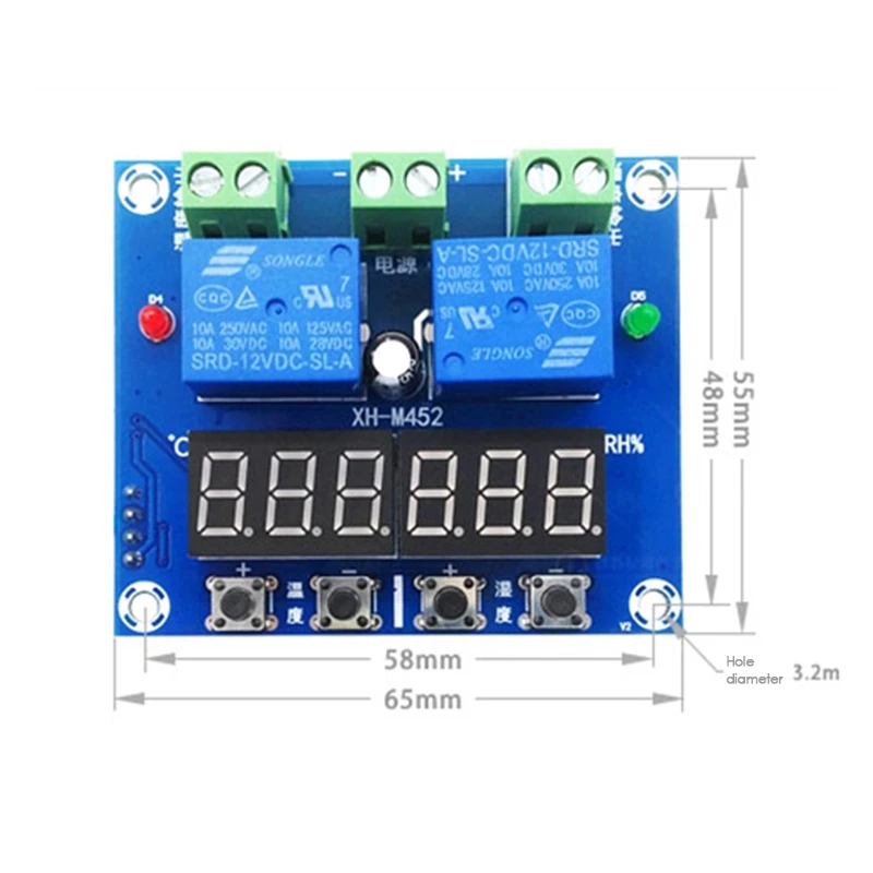 

XH-M452 Temperature and Humidity Control Module Digital Display Dual Output, Automatic Constant Temperature and Humidity