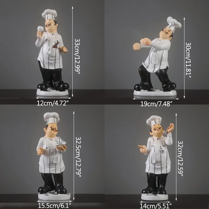 Полимерные фигурки шеф-повара в разных стилях для украшения дома Винная стойка