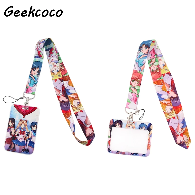 

J2695 Anime Girls Card Holder ID Holder Man Woman Bus Card Holder Staff Card With Lanyard