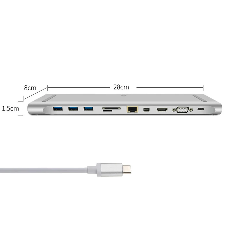 Док USB C VGA HDMI Mini Displayport Ethernet 3 HUB TF SD зарядное устройство кардридер многопортовый