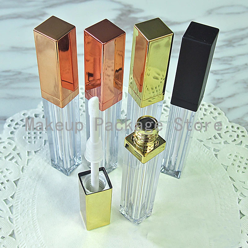 Пустой квадратный матовый прозрачный блеск для губ PET объемом 4 мл 40 шт./лот