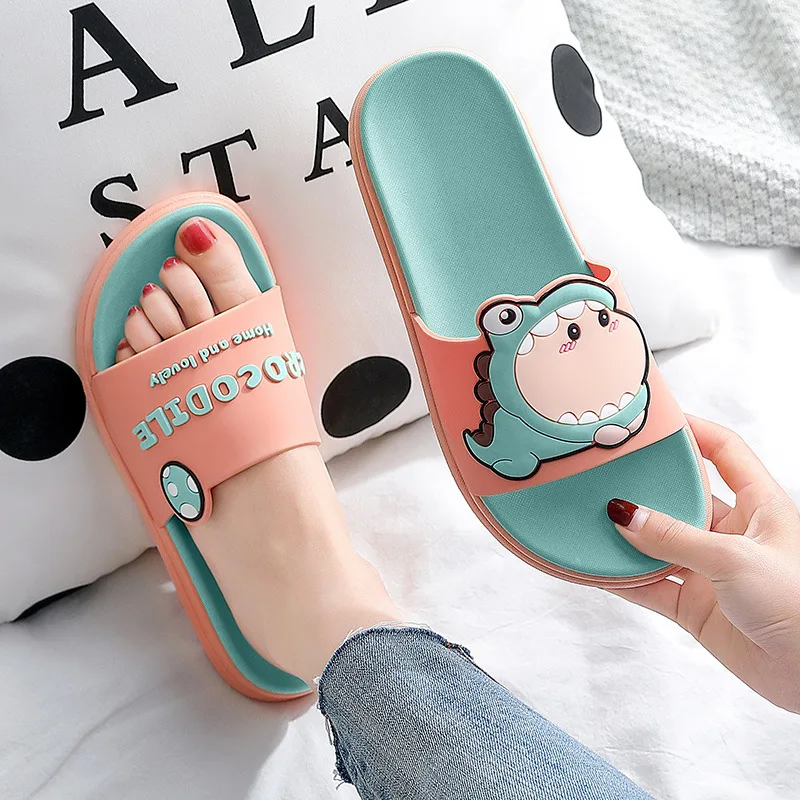 

Women House Slippers Female Cartoon Open Toe Flip Flop Lady Non-Slip Indoors Bathroom Flats Women's Lovely Breathable Home Shoe