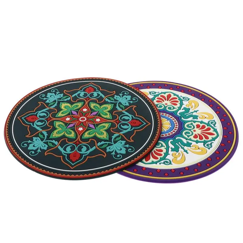 

2Pcs Round Anti-skid Silicone Cup Mats Anti-scald Coaster (Assorted Color)