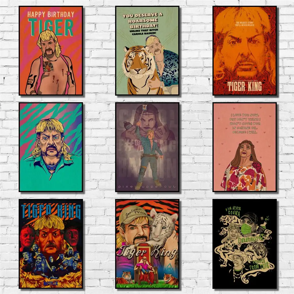 

29 дизайнов, документальный фильм, тигр, король, плакат из крафт-бумаги JOE, экзотическое изображение, домашняя наклейка, необычная Настенная Н...