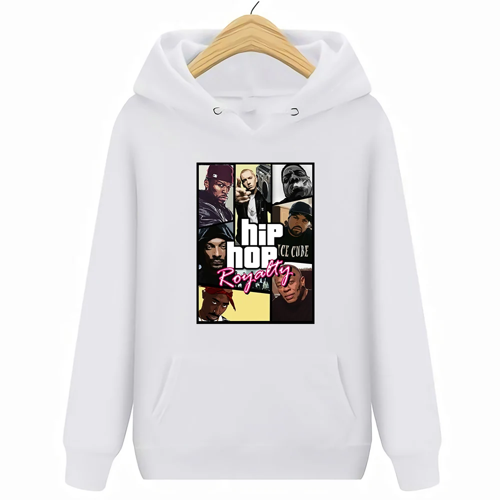 Белый Рэп боги хип-хоп королевские DR DRE EMINEM 2 PAC BIGGIE мужские толстовки с капюшоном - Цвет: Белый