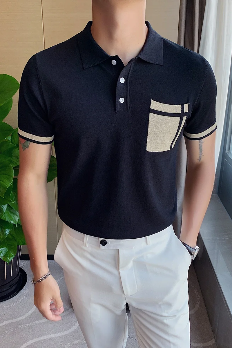 Высококачественная Летняя мужская рубашка поло Модная трикотажная с коротким