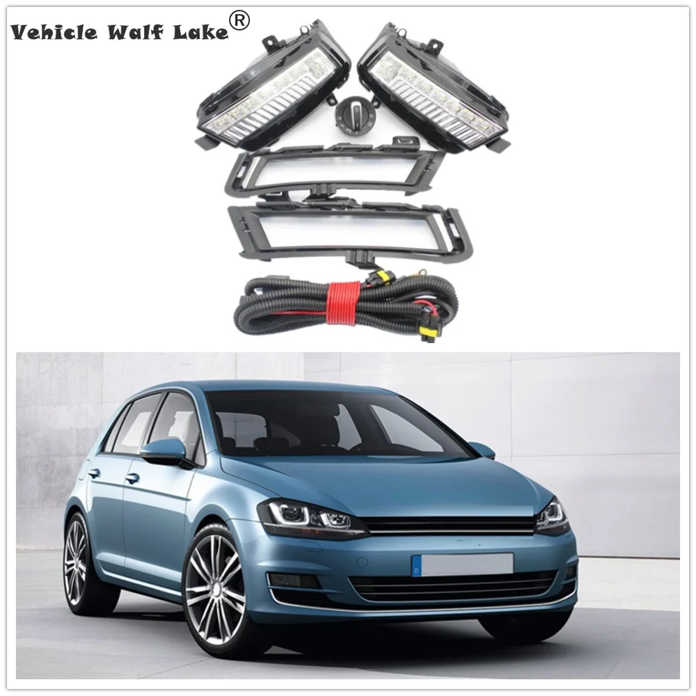 2 шт. светодиодный противотуманная фара для VW Golf 7 A7 MK7 2013 2014 2015 2016 2017 переднего