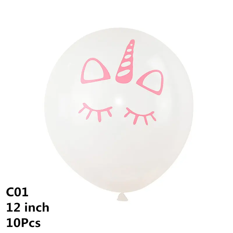 10pcs-C01 10 шт. 12 дюймов Единорог латексные шары Набор DIY мультфильм Лошадь Единорог шары принцесса день рождения украшения свадебные шары - Цвет: 10pcs-C01
