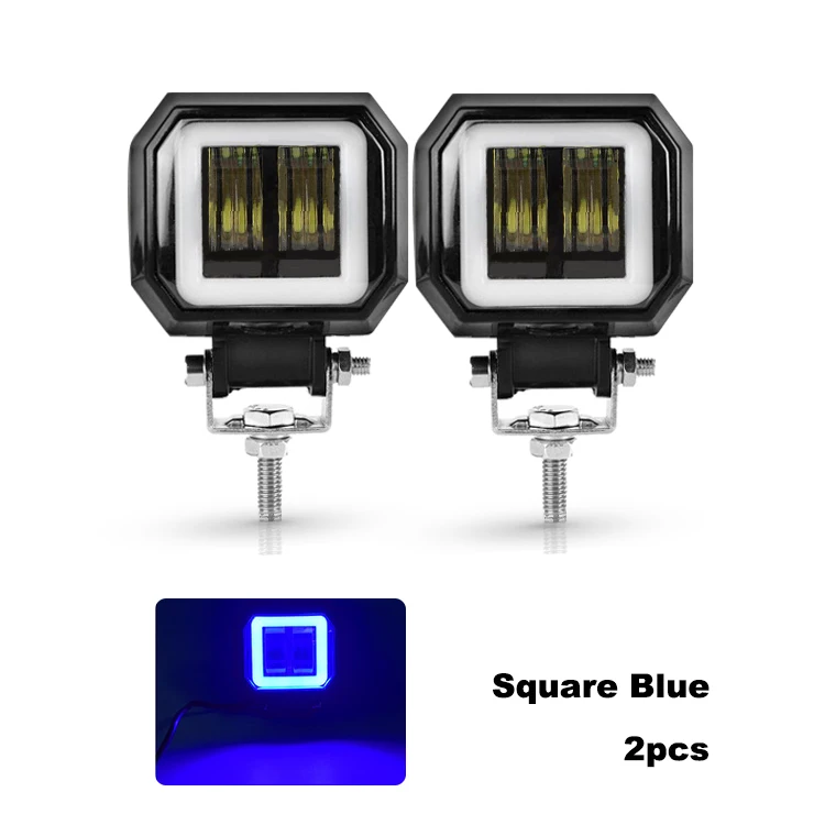 2pcs square blue Nlpearl 3 дюйма Круглый СВЕТОДИОДНЫЙ противотуманные фары для авто 4 × 4 SUV 20 Вт Автомобильный свет с светодиодный ангельские глазки для внедорожника грузовика трактора точечный луч 9-32 в - Цвет: 2pcs square blue